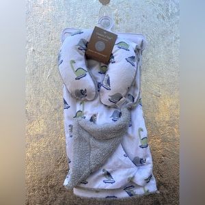 Grey & white Dino baby blanket